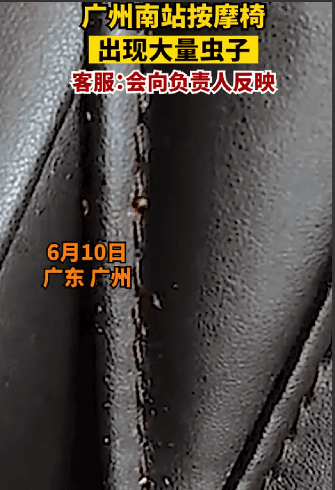 广州南火车站按摩椅现大量虫子 ！ 客服：会向负责人反映 ！-图1